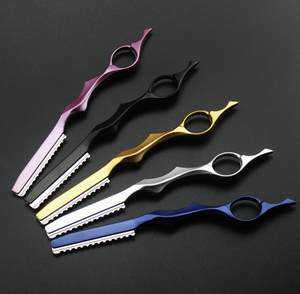 Hair Cutter Metal Single <b>Edge</b> Blade Straight Carbon Steel Safety Razor with <b>Rubber</b> Handle Right-Handed for Hair Thinning - Product Image 5