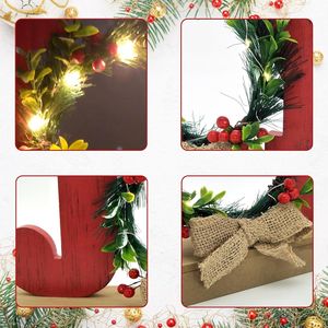 Decorazioni Natalizie LED Illuminate per Casa, Ghirlande Rustiche in Legno Stile Fattoria, Insegne da Tavolo 'Buon Natale', Ghirlande e Corone Natalizie - Product Image 2