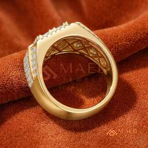 Men's Baguette Moissanite <b>Ring</b> Gold Tone <b>Iced</b> Out Hip Hop Statement <b>Ring</b> Round Cut Luxury Jewelry Gift Men - Product Image 2