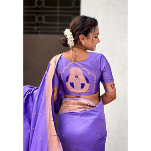 ผ้าไหมมาลาลักมี ปาธานี ลายลาเวนเดอร์ แบรนด์อีลิท วีฟส์ น้ำหนัก 650 กรัม เสื้อผ้าอินเดียและปากีสถาน - Product Image 3