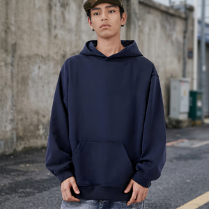 Sweat-shirt à capuche surdimensionné pour homme, couleur unie, en molleton de coton, décontracté, avec poche, pour l'automne - Product Image 2