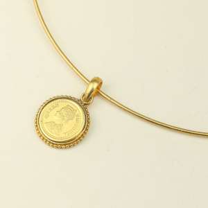 Elegant Queen Victorian Coin Pendant Gold Plated Minimal <b>Choker</b> Necklace for Party Wear - Product Image 1