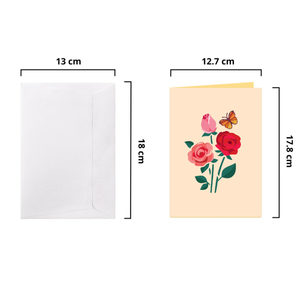 Tarjeta Pop-Up 3D de Mariposas y Rosas al por Mayor con Sobre, OEM/ODM, Exquisitas Tarjetas de Felicitación con Flores Hechas a Mano para Ocasiones Especiales - Product Image 2