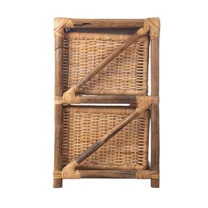 Wholesale Handwoven Rattan <b>Bedside</b> Table Two Drawer Nightstand Natural <b>Storage</b> Cabinet for Bedroom Vietnam OEM ODM - Product Image 3