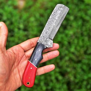 Cuchillo de caza y vaquero occidental de acero de Damasco con espiga recta, mango de hueso de camello, patrón de gota de lluvia, para camping y desollado, OEM/ODM - Product Image 3