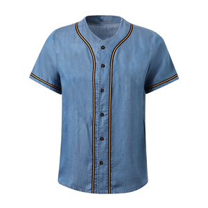 Alpha Denim <b>Baseball</b> Jersey Men Custom Greek Letter Button Up Streetwear High Quality Vintage Blue Jean Sports <b>Baseball</b> Jersey - Product Image 1