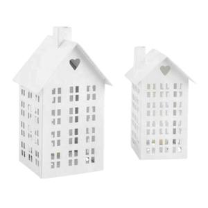 Portavelas de metal blanco al por mayor con forma de casa, estilo vintage decorativo, faroles colgantes tipo huracán para el hogar y bodas - Product Image 1