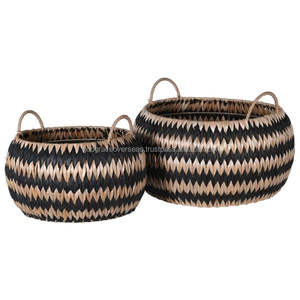 Bandeja de mesa de centro Bandeja otomana de ratán redonda Bandejas de servicio tejidas con asas para el hogar y la cocina Decorativo 14 pulgadas X 2,8 pulgadas) - Product Image 5