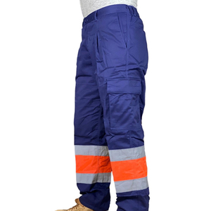Men's High Visibility Cotton Safety <b>Pants</b> Heavy Duty <b>Work</b> Trousers Reflective Panels <b>Cargo</b> Pockets Winter Workwear Windproof CE - Product Image 3