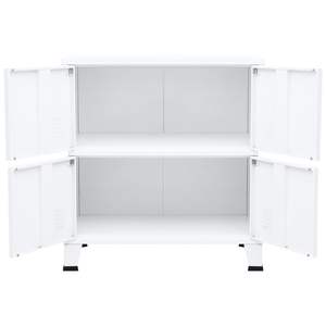 Armoire de rangement en acier blanc et plastique 29,5x15,7x31,5 po pour classement - Product Image 4