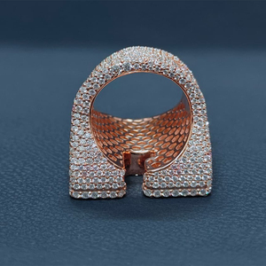 Anillo Hip Hop de Plata 925 con Diamantes Moissanite, Corte Redondo y Baguette, Chapado en Oro Clásico, Joyería Unisex - Product Image 2