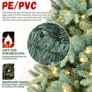 Albero di Natale Artificiale Blu-Verde da 2,1 m con Luci LED Bianco Caldo, Filo Memory e Filo in Ferro, 1845 Rami Misti in PE/PVC, Dimensioni 300 cm - Product Image 4