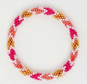 Asthamangal Gift & Craft Buddhist Orange Color Shade <b>Glass</b> Beads Roll Bracelets for Children's Romantic Tassel Design Gift - Product Image 1