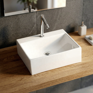 Lavabo de Cerámica de Lujo Marca Vistaar, Lavabo de Baño Moderno y Artístico con Acabado Dorado - Product Image 6