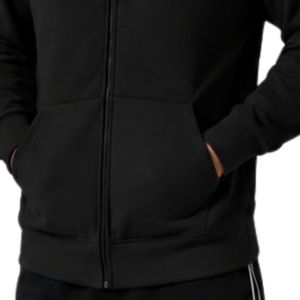 Sweat-shirt à capuche noir à fermeture éclair, manches longues, avec cordon de serrage et poches latérales pour un style décontracté au quotidien - Product Image 4