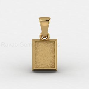 Pendentif Breloque Rectangulaire Vierge 8x10mm en Argent Sterling 925 et Or 14K, Fait Main, avec Monture Cabochon pour Bijoux Souvenirs DIY - Product Image 3