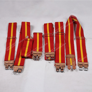 Stable Belt Woven Webbing with Twin <b>Leather</b> Strap Customized Stable Belts <b>Stripped</b> Colors Webbing Belt - Product Image 3