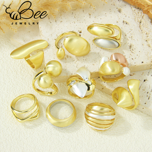 Anillos Gruesos Irregulares Elegantes y Sencillos de 14k, Anillo Geométrico Antideslustre para Mujer, Joyería para Fiesta de Graduación - Product Image 6
