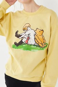 Sweat-shirt jaune à col rond pour femme avec imprimé de personnage, en coton, décontracté, à manches longues, pour l'automne - Product Image 4