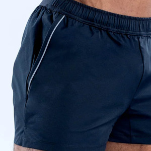 Pantalones Cortos Deportivos Negros de Último Diseño para Hombre, con Logotipo Personalizado, Cintura Elástica y Bolsillos con Ribete - Product Image 5