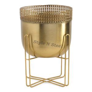 Jardinière avec poignée en fer thermolaqué, durable, multi-usages, moderne et classique, pour sol et intérieur/extérieur, avec drainage - Product Image 1