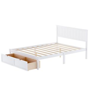 Letto matrimoniale in legno bianco con cassetti sotto il letto - Product Image 4