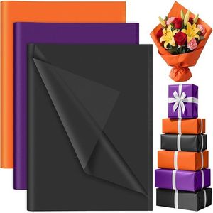 90 Fogli di Carta Velina Nera, Arancione e Viola, Sacchetti Regalo Colorati, Carta da Regalo all'Ingrosso per Artigianato e Confezioni di Compleanno - Product Image 1