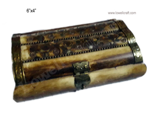 Handmade Wooden Pyramid Style Irregular Box with Brass Trim and Lock Home Decoration Craft - Product Image 2