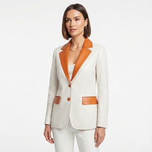 Women's Fashion Business Wear <b>Blazer</b> <b>Jacket</b> Ladies Singlet Button <b>Leather</b> <b>Blazer</b> Coat Women's Premium <b>Leather</b> Coat - Product Image 1