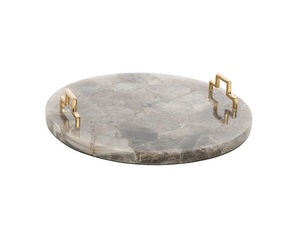 Plateau en marbre de dernière génération, plateaux décoratifs, plateau en pierre, plateau de service, plateau de service en marbre avec poignée en métal à prix très avantageux - Product Image 1