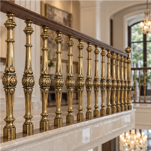 Rampe d'escalier en métal décoratif bronze antique avec balustres floraux pour villas de luxe, hôtels et intérieurs classiques - Product Image 4