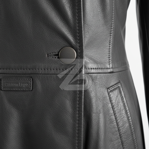 Women Genuine Leather Longline Coat Custom Logo OEM ODM Wholesale Minimal Single Breasted Knee Length Outerwear - Product Image 4