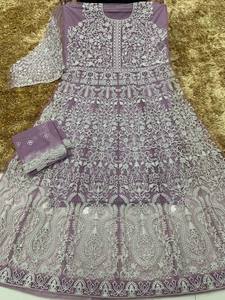 Mode indienne tendance pour femmes, robe longue Anarkali en filet lourd brodé, modal extensible, Kurti, dupatta, tenue de soirée de mariage - Product Image 5