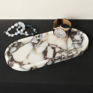 Plateau de rangement en marbre Calacatta Viola fait à la main, plateau organisateur en pierre naturelle pour salle de bain, cuisine, table basse et coiffeuse - Product Image 3