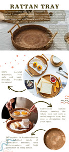 Juego de 3 bandejas de ratán con asas, bandejas para frutas, redondas, de ratán naturalmente tejido, precio al por mayor de fábrica. - Product Image 6