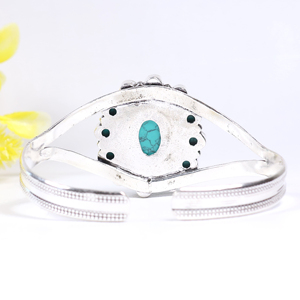 Nouvel Arrivage Bracelet Manchette Turquoise avec Grappe de Pierres Précieuses Opaques Personnalisées, Plaqué Argent 925, Bijoux de Mode pour Fabricants en Gros - Product Image 2