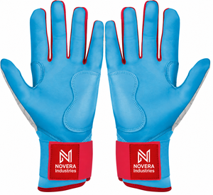 Gants de frappe en cuir sur mesure NOVERA INDUSTRIES pour baseball/softball, manchette courte, paume antidérapante, fermeture auto-agrippante, gauche/droite - Product Image 2