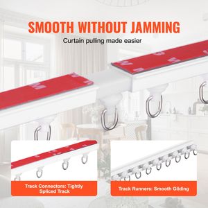 Set di binari per tende da soffitto 9,9 piedi/3 metri, sistema in lega autoadesivo senza foratura - per tende divisorie - Product Image 4