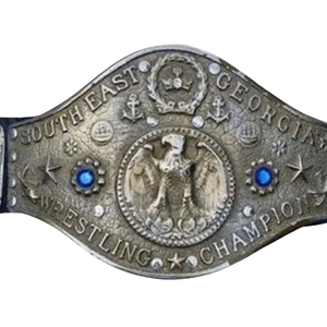 Cinturón de Campeón de Lucha Libre del Sudeste de Georgia, Plateado con Diseño de Águila, Correa Negra, Cinturones de Campeonato Coleccionables - Product Image 5