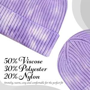 Bonnet tricoté 100 % acrylique dégradé tie-dye pour adulte avec broderie, coloré, chaud et doux, modèle 2026 - Product Image 2