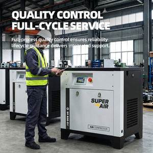 ضاغط هواء صناعي لولبي PMVF بقوة 7.5 كيلو واط، 220 فولت، محمول، متين وهادئ مع خزان تجفيف لورشة تصنيع المعادن - Product Image 2