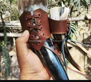 Classic <b>Drinking</b> <b>Horns</b> with Leather Holder for Viking Adventures Medieval Style and Practical Use by Artisan Craft - Product Image 3