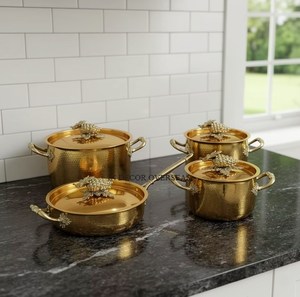 Juego de tapas de calabaza de acero inoxidable plateado brillante con textura martillada para 4 cacerolas Ruffoni y sartén antiadherente duradera - Product Image 5