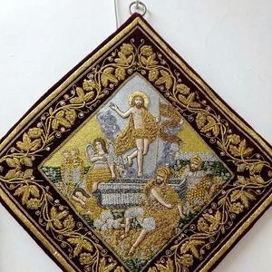 Aer/chalice liturgique orthodoxe brodé à la main sur mesure avec scène de la Résurrection - Product Image 3