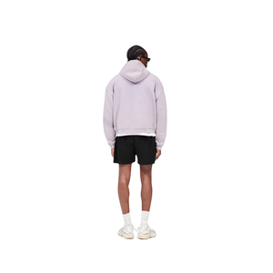 Men's Lavender <b>Cropped</b> <b>Zip</b> <b>Up</b> <b>Hoodie</b> Boxy Fleece Jacket Drawstring Hood Streetwear Wholesale - Product Image 3