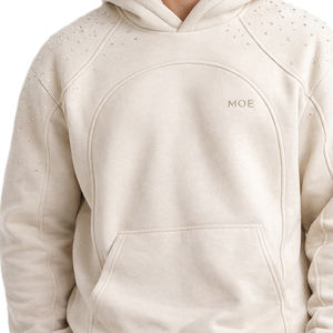 Sudadera con Capucha Personalizada con Detalles de Pedrería para Hombre, Sudadera de Felpa de Algodón para Hombre, Ropa Urbana de Alta Calidad, Producción con MOQ Bajo - Product Image 5