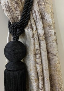 Curtain <b>Tie</b> <b>Backs</b>: Natural Rope & Cotton Tassel Tiebacks - Product Image 2