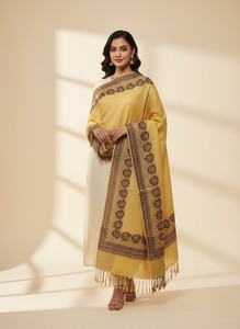 Chal de Pashmina Acrílico con Estampado Floral Amarillo para Mujer, Bufanda de Invierno, Moda Musulmana, Envoltura Cálida y Agradable para la Piel - Product Image 1