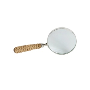 Loupe décorative à bordure argentée, poignée en corde de jute écologique, loupe décorative pour l'inspection, la lecture, l'utilisation au bureau - Product Image 1