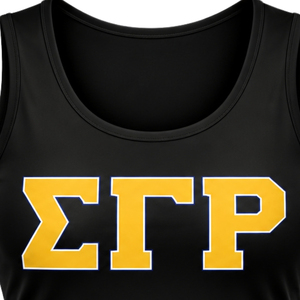 Womens Black Tank <b>Top</b> Sigma Gamma Rho Greek Letter Graphic Sleeveless Scoop Neck Casual Sportswear Activewear Summer Shirt - Product Image 2